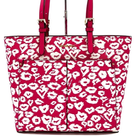 Michael Kors Jet Set Medium Pocket Tote Bag Electric Pink Multi (NWT) - Picture 1 of 11
